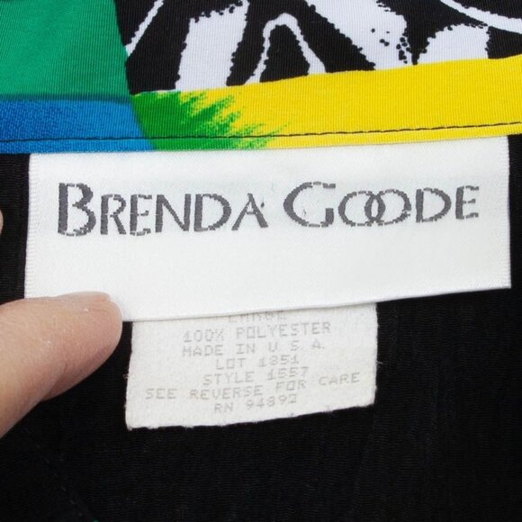 Vintage Brenda Goode Womens Button Down Tunic Shirt Size L Black Artsy Lagenlook - Picture 6 of 10